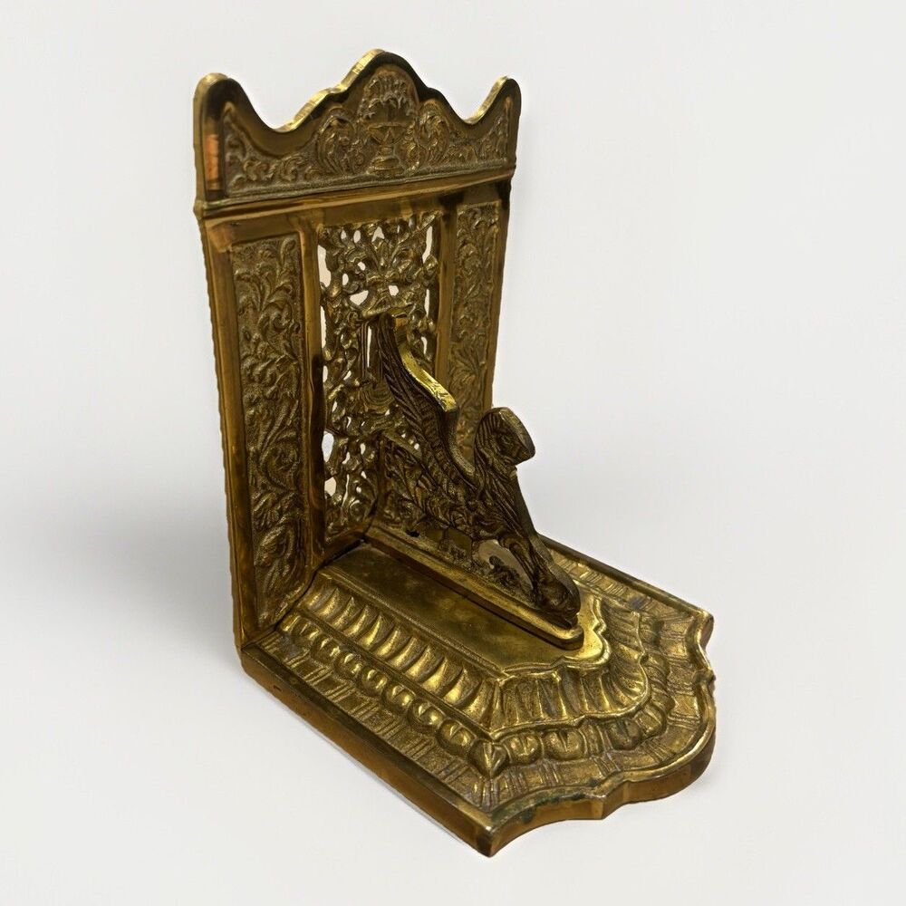 Antique 1920s Brass Mythological Gothic Winged Griffin Single Bookend